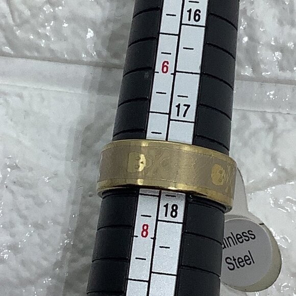 Stainless Steel Unisex Skull Ring Gold Tone Size 18 - Picture 6 of 6